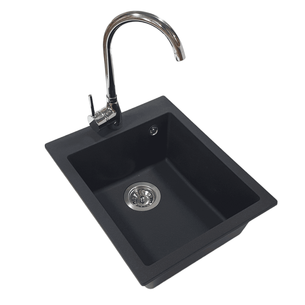 SanDonna Sudopera sa slavinom Vesta, Chrome Swan, Granit, Crna