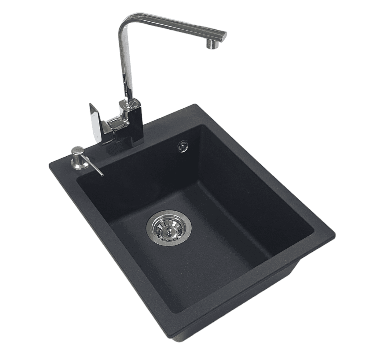 SanDonna Sudopera sa slavinom Vesta, Elegance, Chrome, Ugradni dozer, Crna