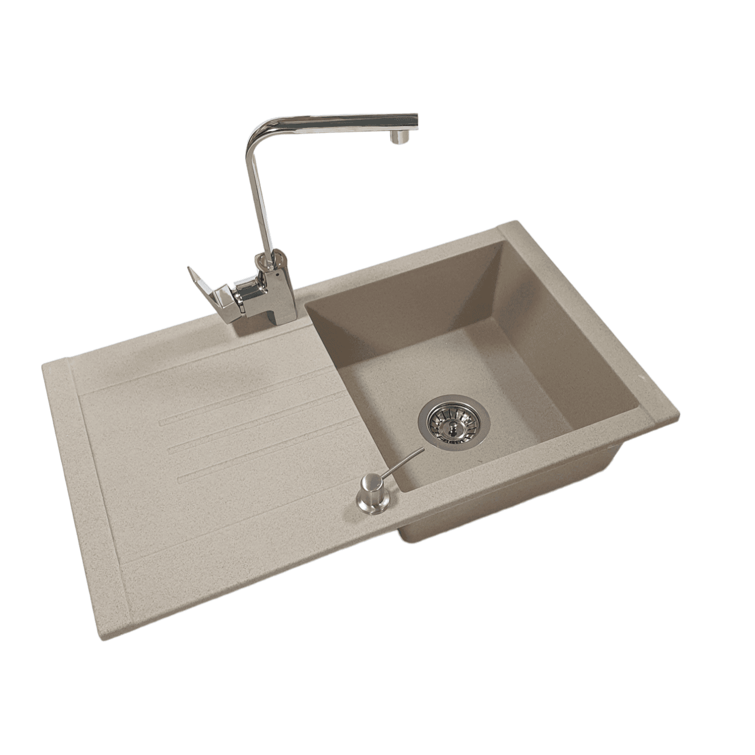 SanDonna Sudopera sa slavinom Arona, Elegance, Chrome Slavina, Ugradni dozer, Bež