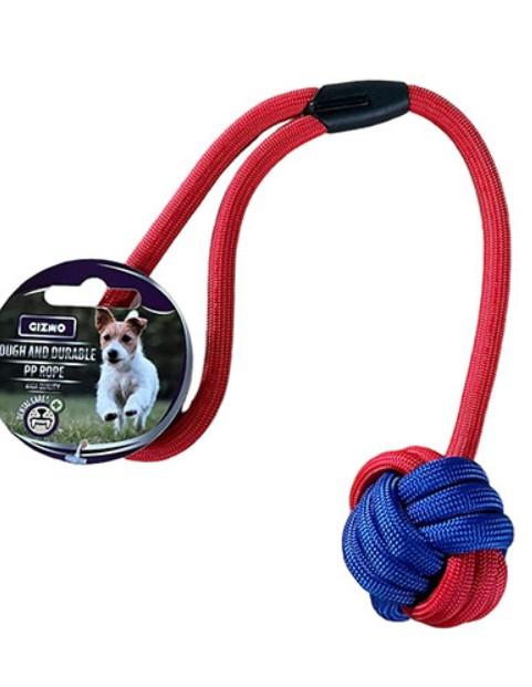 GIZMO Igračka za pse Kanap sa pletenom loptom, 45cm, Crveno-plavi