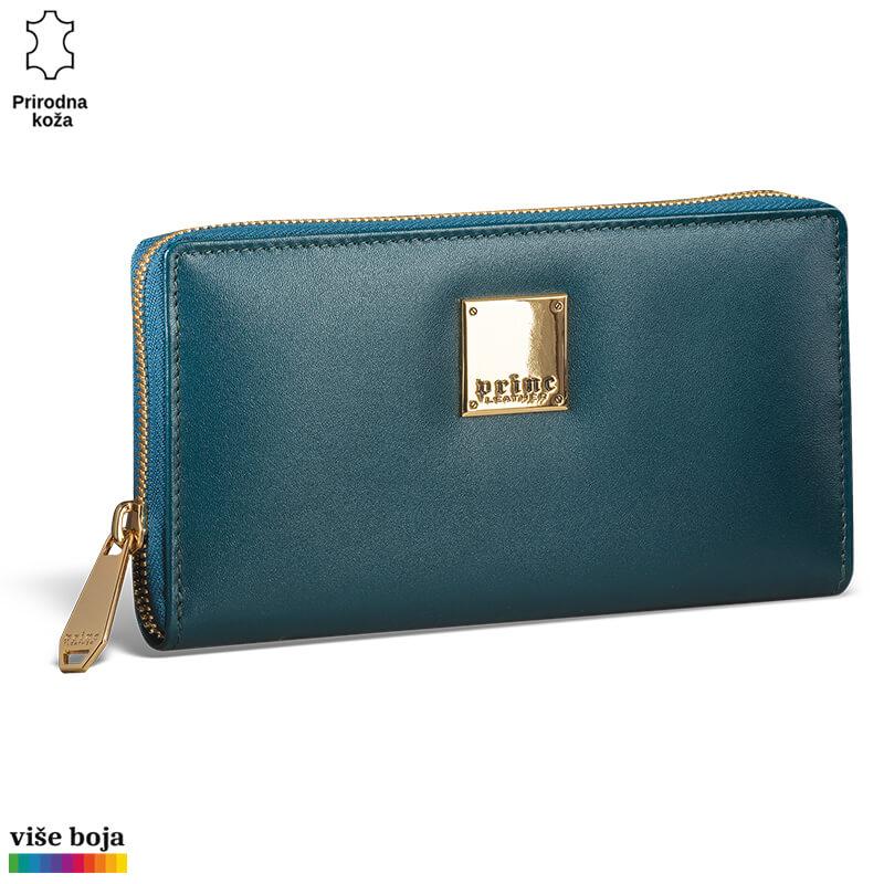 Princ Leather Ženski kožni novčanik Zip Luxury, Petrolej