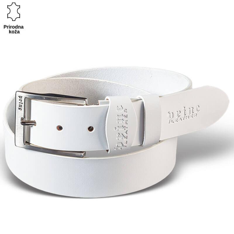 Princ Leather Muški kaiš 201, Kožni, Beli