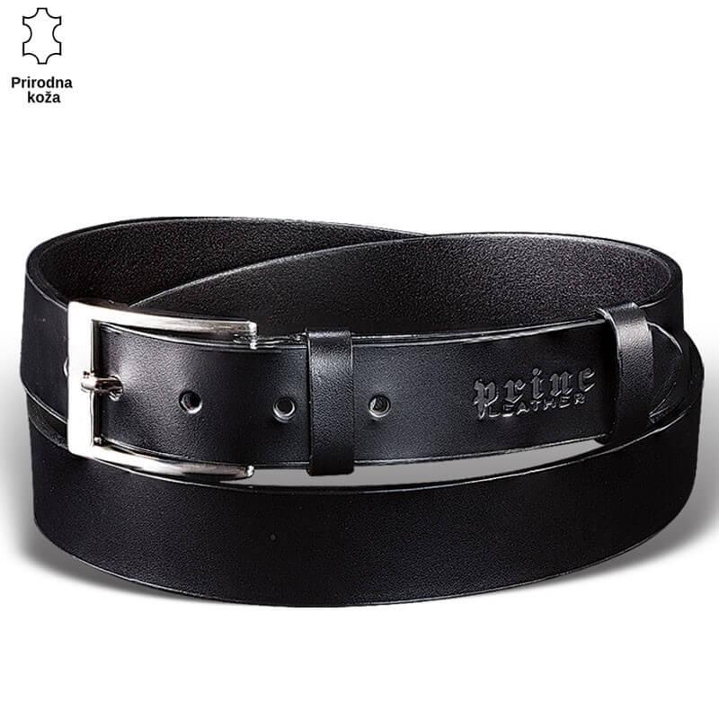 Princ Leather Muški kaiš, Kožni, Crni