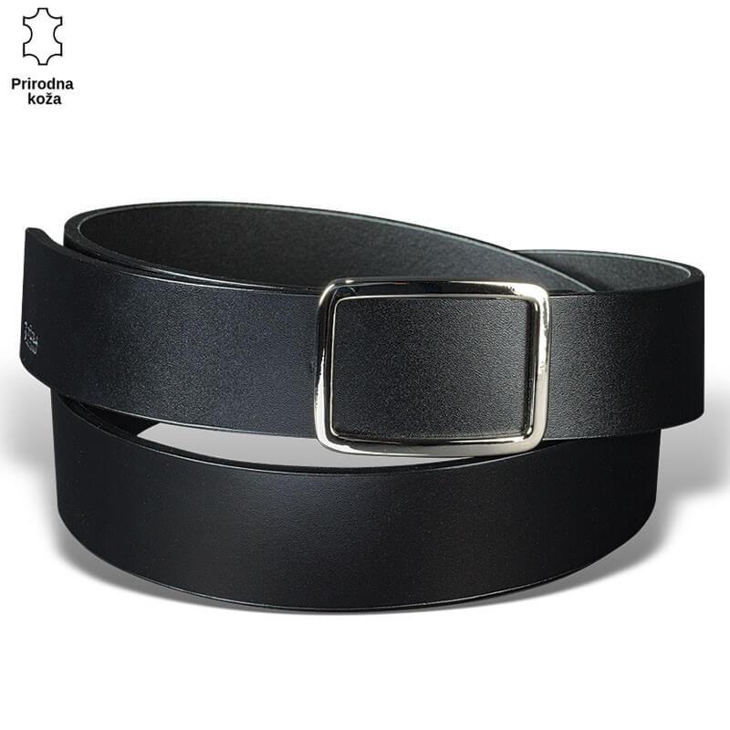 Princ Leather Muški kaiš, Kožni, Crni