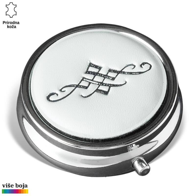 Princ Leather Džepna kutija za lekove, Bela