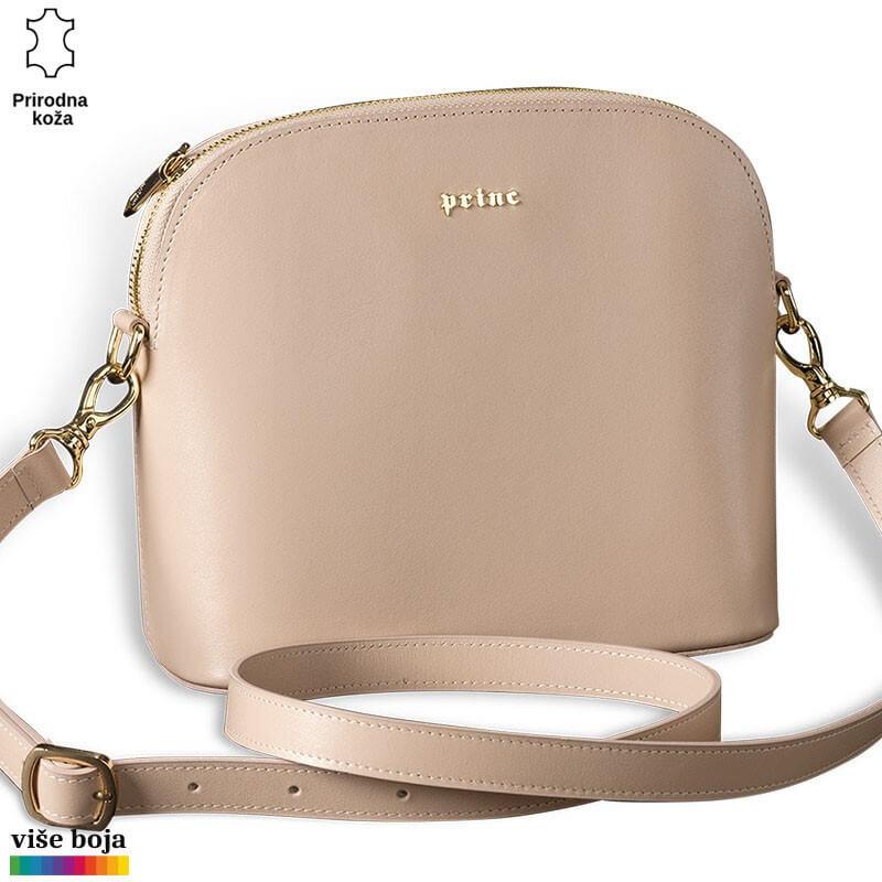 Princ Leather Ženska ovalna kožna torbica, Bež