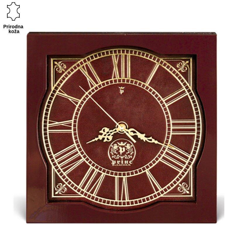 Princ Leather Zidni sat, Kvadratni, 290x290mm, Braon