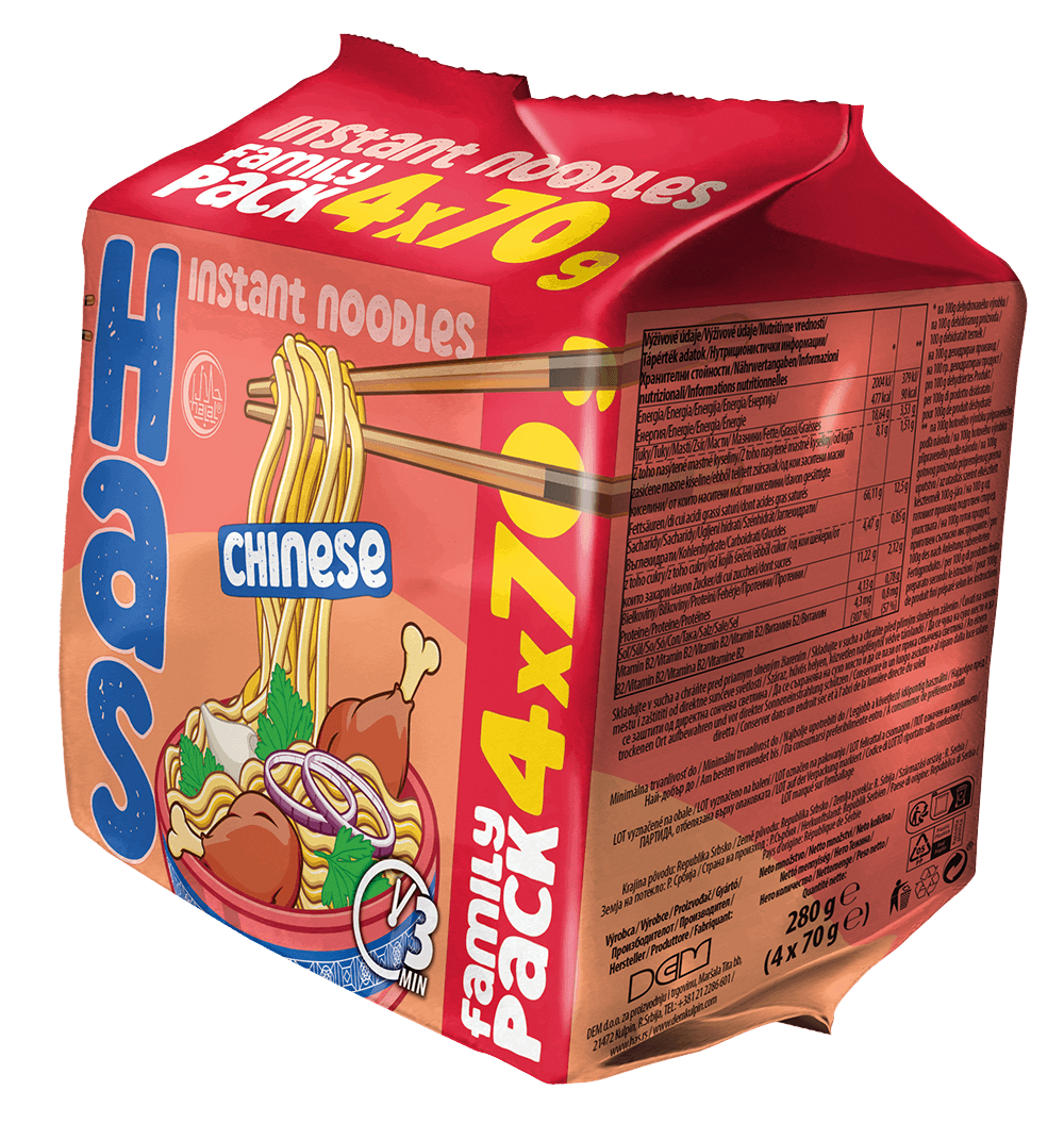 HAS NOODLE Kineseke nudle Porodično pakovanje, 4x70g
