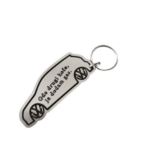 Happy Pumpkin P200 Privezak za ključeve Gde drugi koče ja dodam gas, Boja srebra