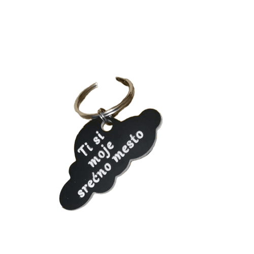 Happy Pumpkin P290 Privezak za ključeve Ti si moje srećno mesto, Crni