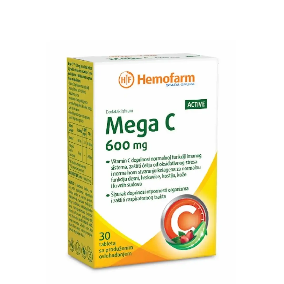Selected image for HEMOFARM Tablete sa produženim oslobađanjem Mega C Orange 600 mg 30 komada