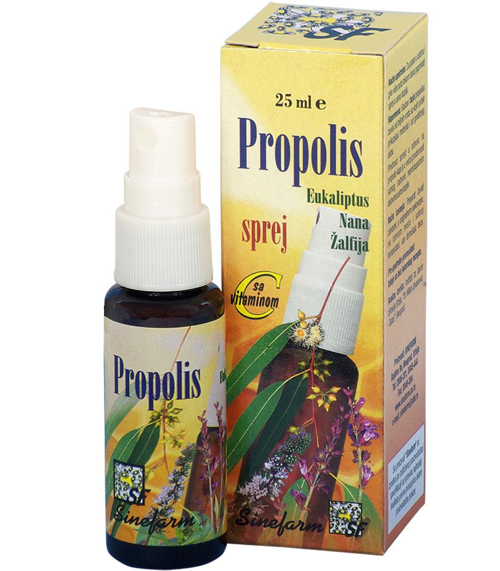 SINEFARM Propolis sprej sa nanom, žalfijom, eukaliptusom i C vitaminom 25ml