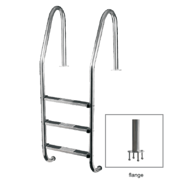FF Merdevine za bazen AISI 304 gum step Flanša, 3 stepenika, Sive