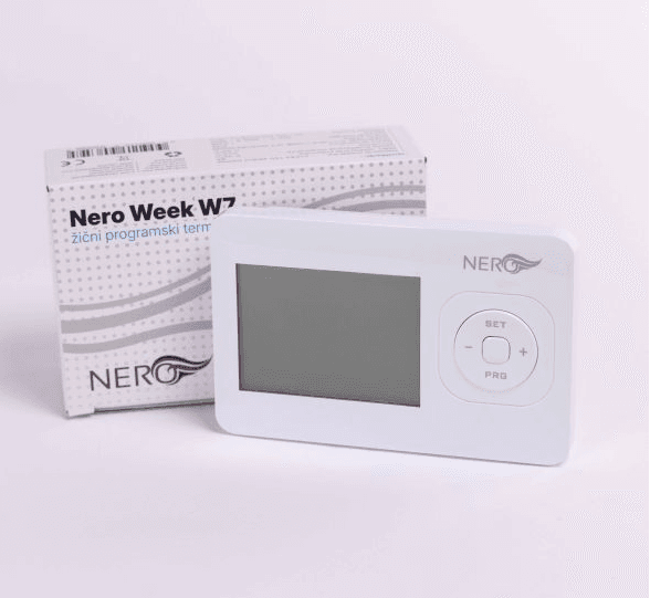 Nero Sobni žičani programabilni termostat W7, Beli