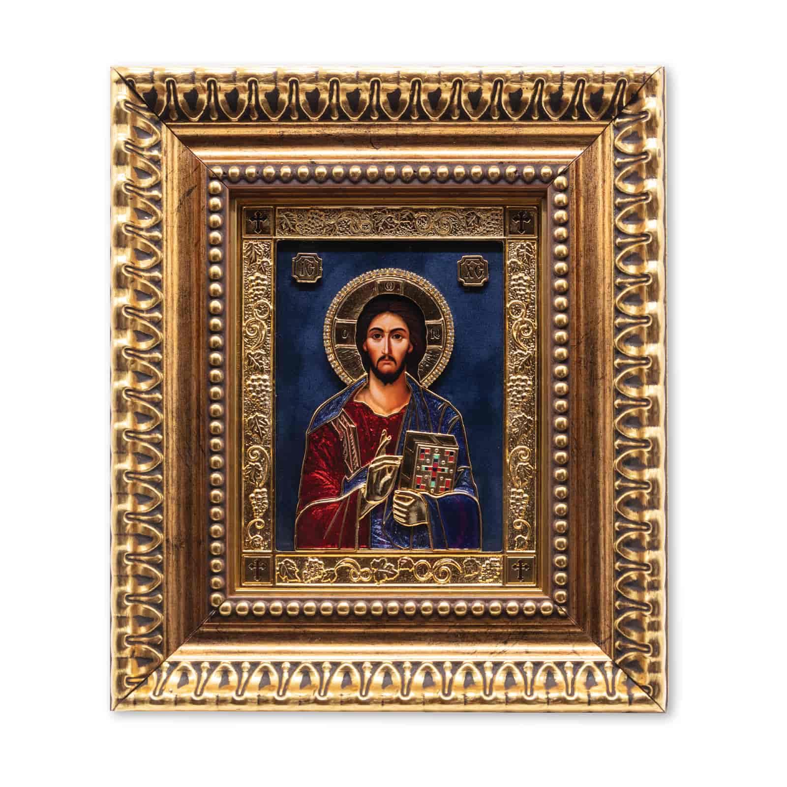 Selected image for Ikona u ramu Gospod Isus Hristos Pantokrator, 220x255x32mm