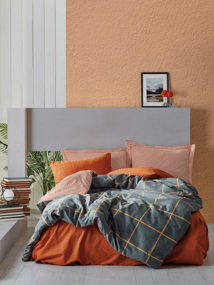 Selected image for L'Essentiel Maison Ranforce posteljina Stark Cinnamon, 200x200cm, Narandžasto-siva