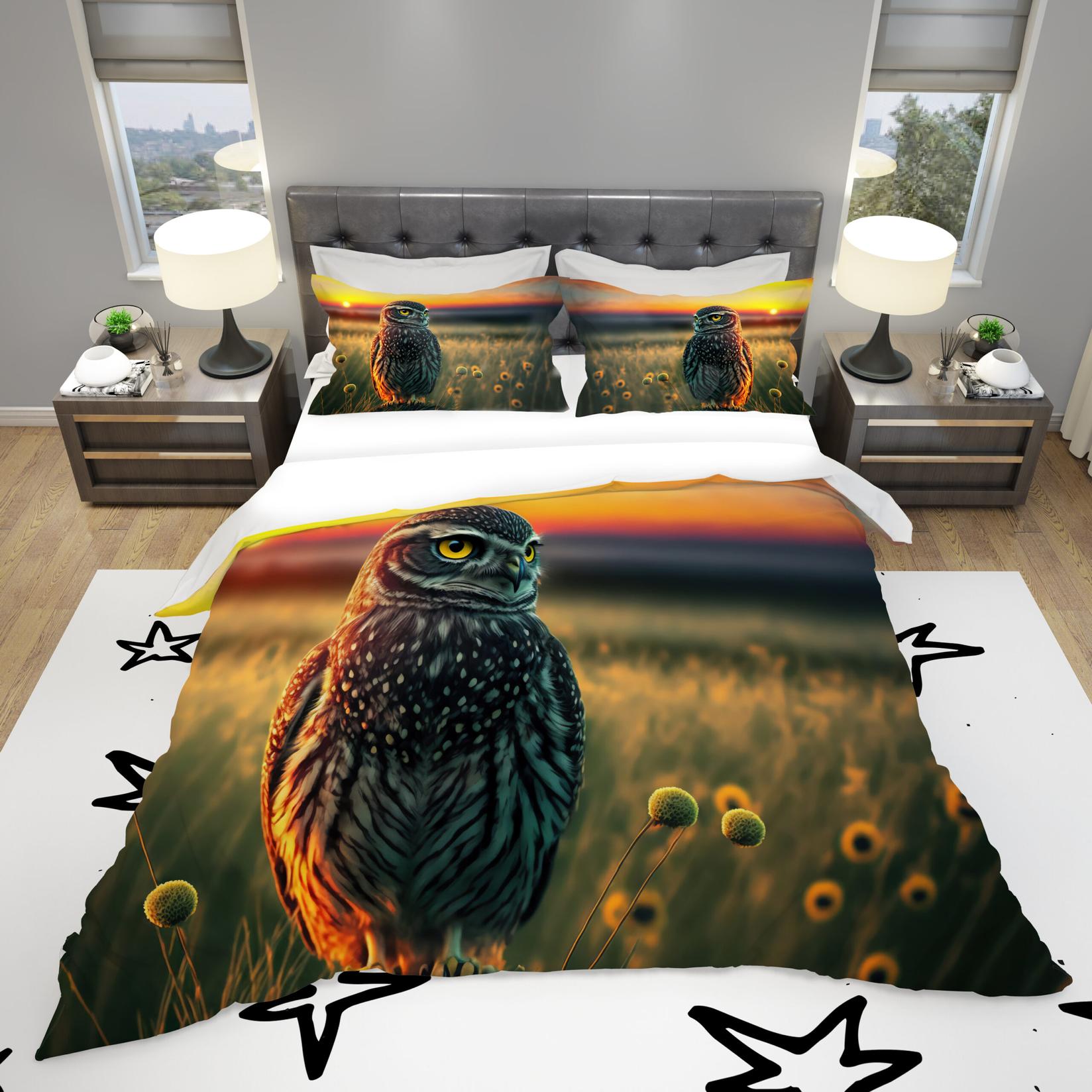 Selected image for MEY HOME Owl in field 3D Posteljina za bračni krevet, 200x220