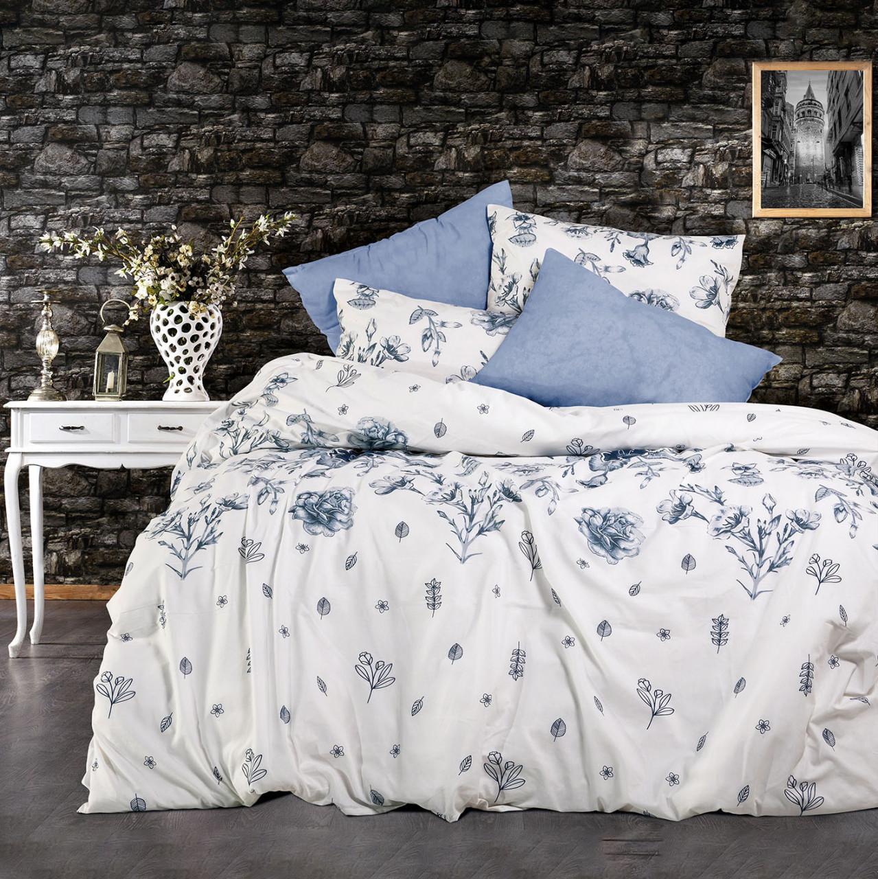 Selected image for Mille Notti Celestial Rose Pamučna posteljina za bračni ležaj, 200x220 cm, Belo-plava
