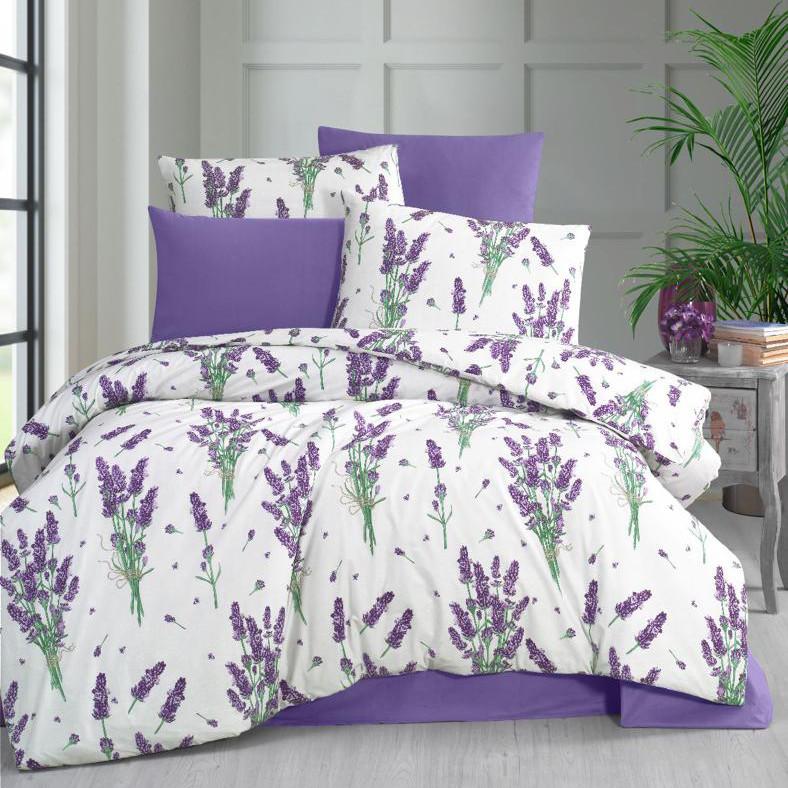 Selected image for Mille Notti Lavender Dreams Pamučna posteljina za bračni ležaj, 200x220 cm, Ljubičasto-bela
