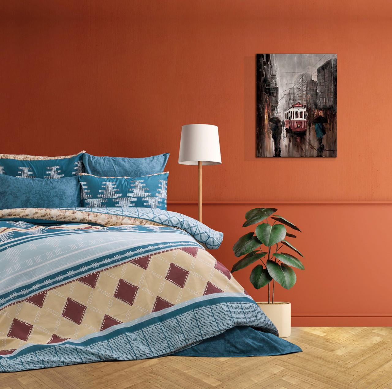 Selected image for Mille Notti Oriental Opulence Pamučna posteljina za bračni ležaj, 200x220 cm, Plava