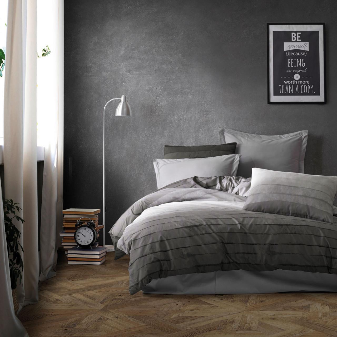 Selected image for Mille Notti Slate Stripe Serenity Pamučna posteljina za bračni ležaj, 200x220 cm, Siva