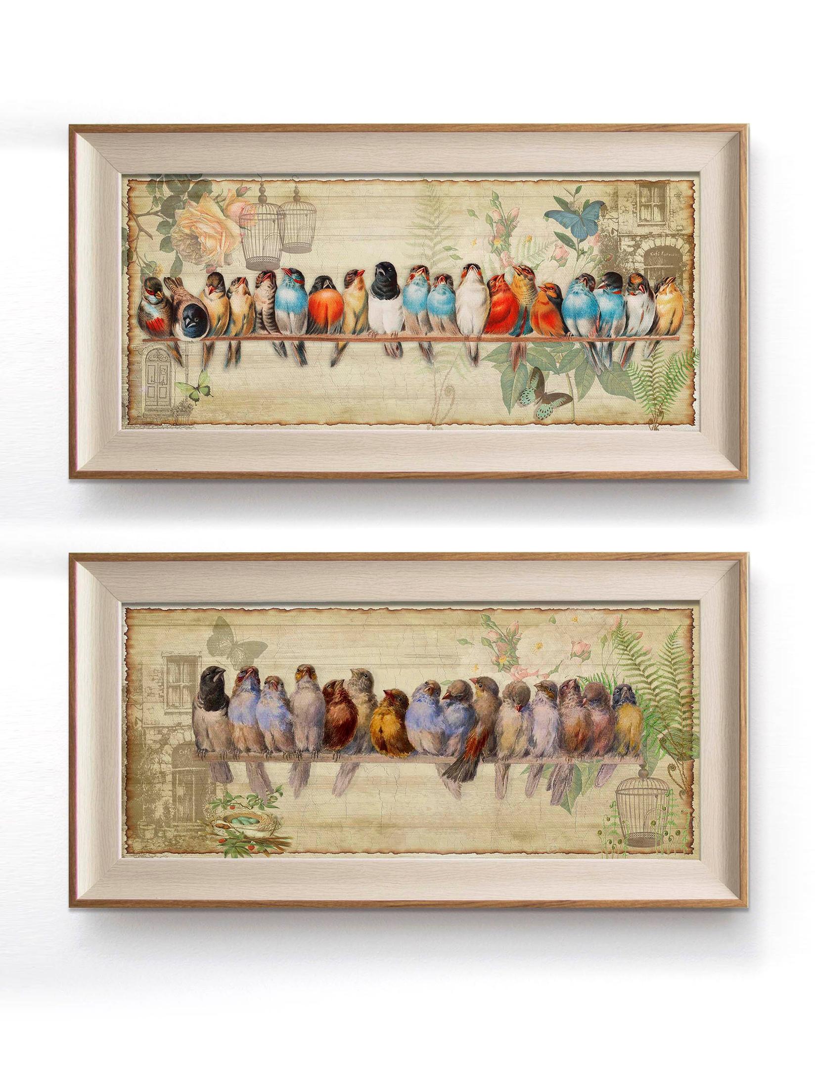 Home Gallery Set od 2 slike "Ptice" u okviru 19x38cm