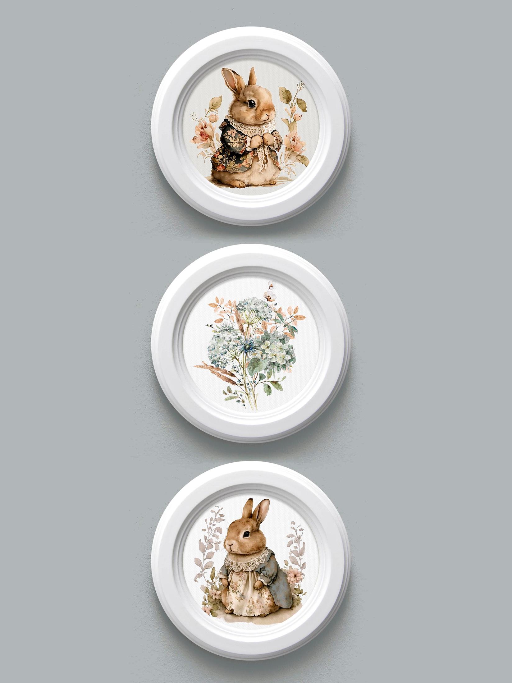 Home Gallery Set od 3 mini slike "Slatki zečevi" 17.5cm