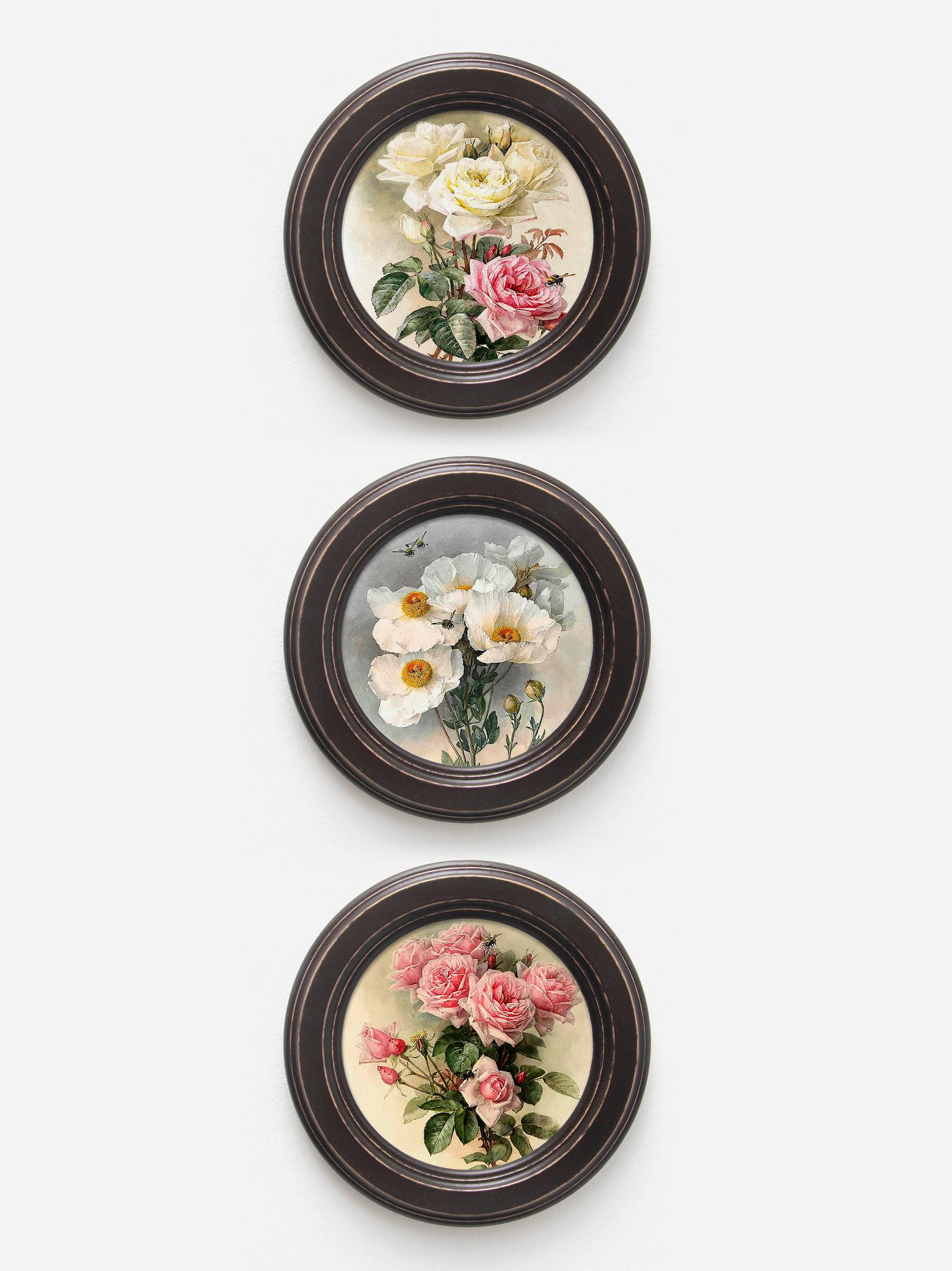 Home Gallery Set od 3 mini slike "Ruže u smeđem okviru" 17.5cm