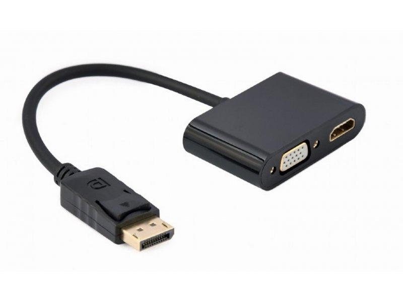 Selected image for GEMBIRD (A-DPM-HDMIFVGAF-01) adapter DisplayPort (muški) na HDMI (ženski) + VGA (ženski) crni