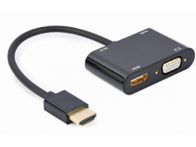 Selected image for GEMBIRD A-HDMIM-HDMIFVGAF-01 Adapter/Kabl HDMI M to HDMI F + VGA F + audio, Crni