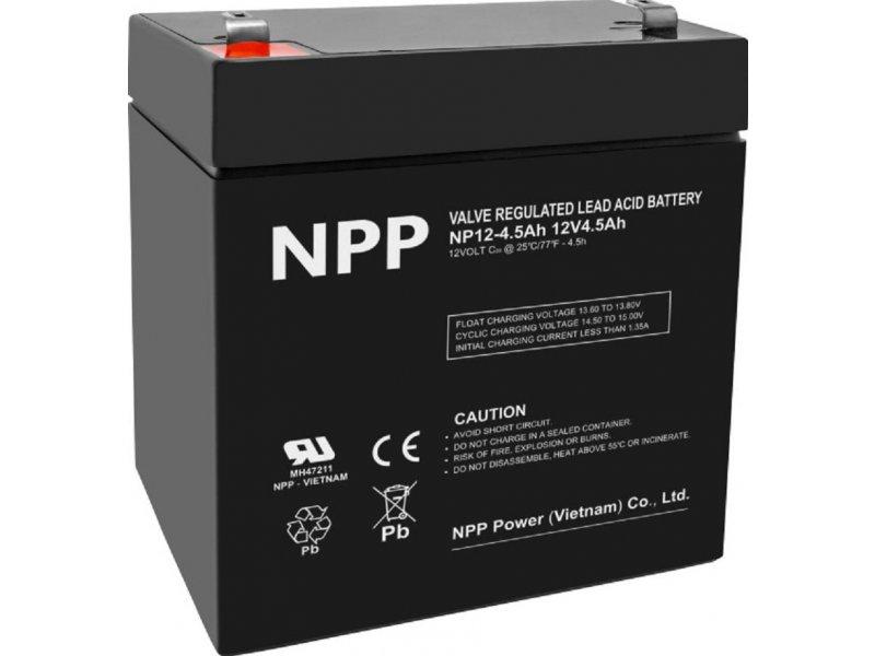 NPP NP12V-4.5Ah, AGM Baterija za UPS C20=4.5AH, T1, 90x70x101x107