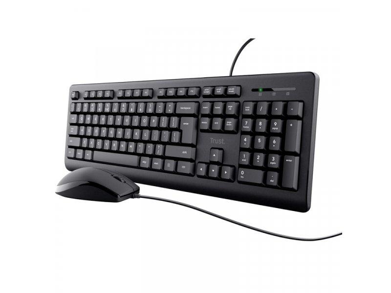TRUST Basics Tastatura + Miš, Žični, US, Crni