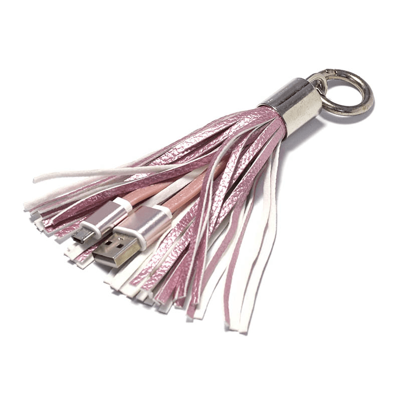 USB kabl sa priveskom Micro USB pink