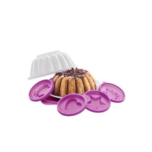 Tupperware Kalup za torte sa 4 oblika, Belo-ljubičasti