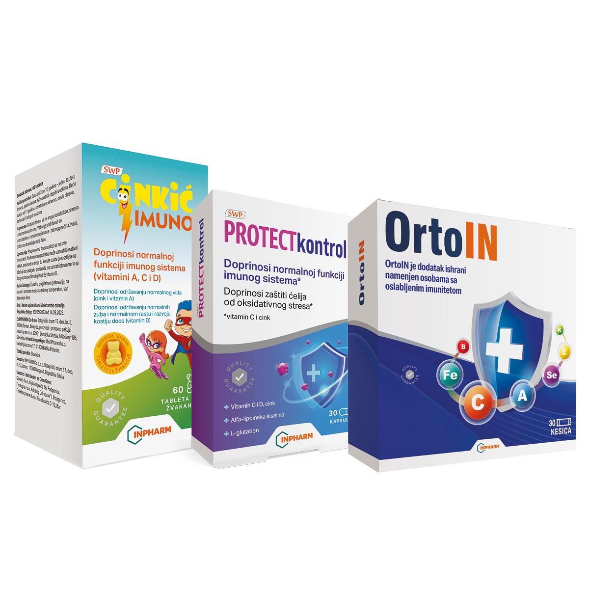 Inpharm Cinkic Imuno, 60 tableta + Protectkontrol, 30 kesica + OrtoIN, 30 kesica