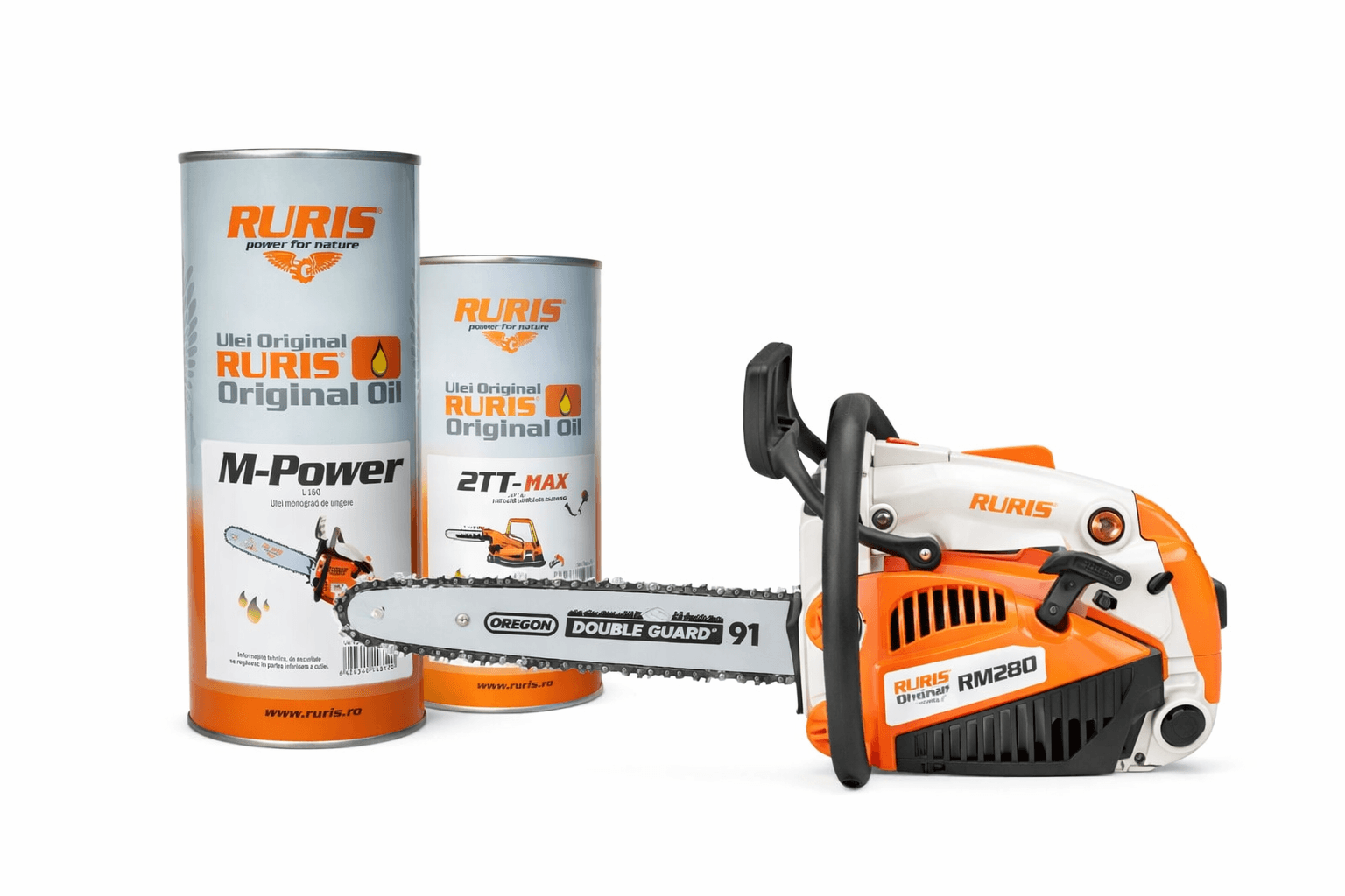 Ruris Motorna testera RM280, 1.5 KS, 300 mm + Dvotaktol 500ml 12-050 + Monogradno ulje Lancol M-Power, 1l