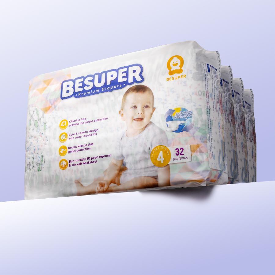 BESUPER PREMIUM Pelene 4, L, (9-14 kg), Mesečno pakovanje, 128 komada
