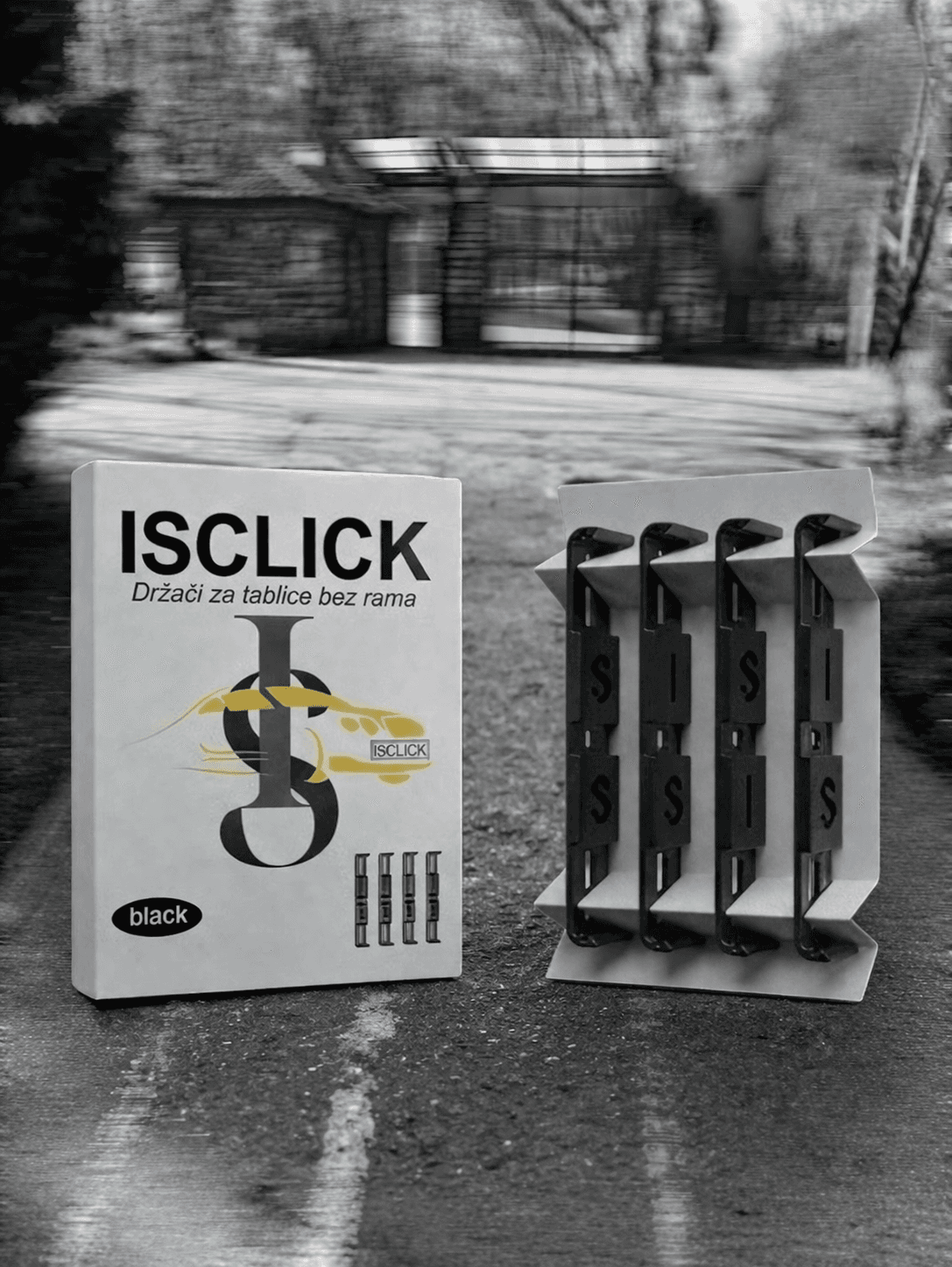 Isclick Držači za tablice bez rama, Crni