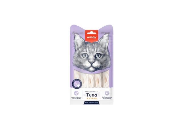 WANPY Poslastica za mačke Creamy Lickable, Tuna i Kraba, 14g, 5 komada