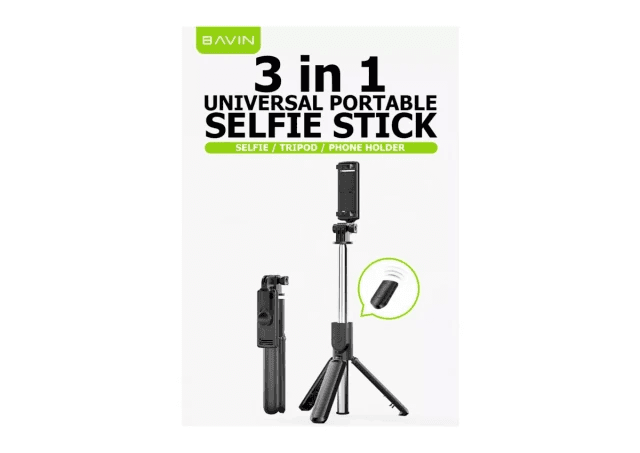 BAVIN wireless selfi tripod štap Crna