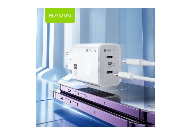 BAVIN punjač 36W 2x Type-C bela