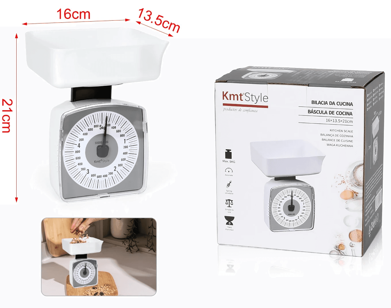 KMT Mehanička kuhinjska vaga, 5kg