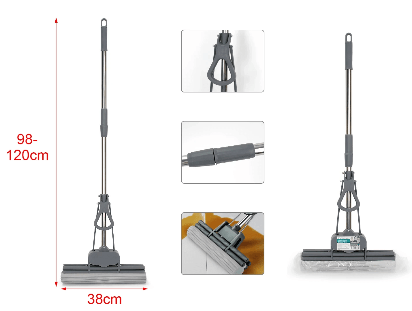 KMT Džoger za brisanje podova, Teleskopska ručka, 98-120cm