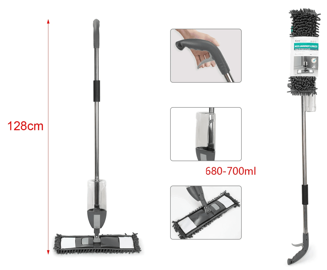 KMT Mop sa raspršivačem, 680-700ml, 128cm