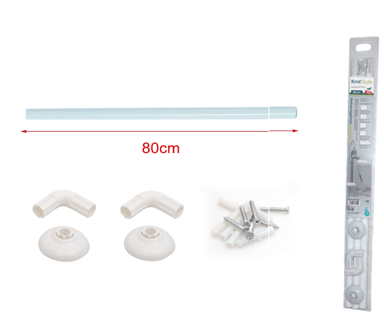 KMT Aluminijumska plastična šipka za tuš zavese u obliku slova U, 80cm