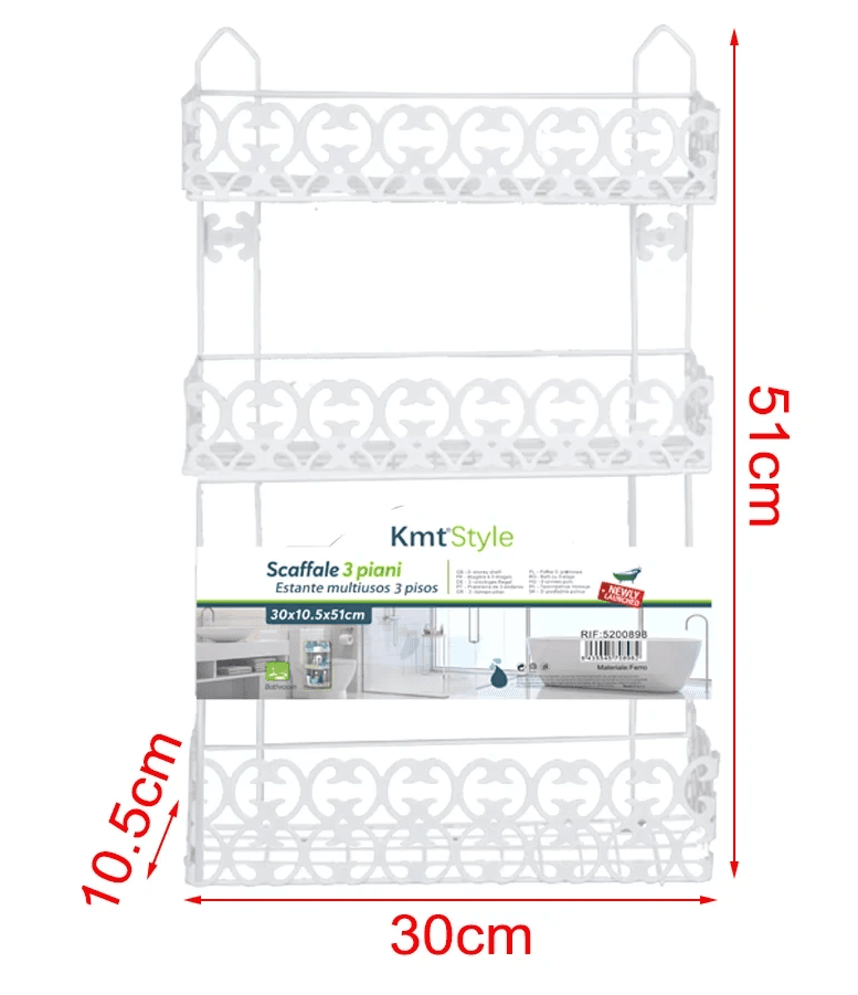 KMT Troslojna ugaona polica, 30x51x10.1cm, Bela