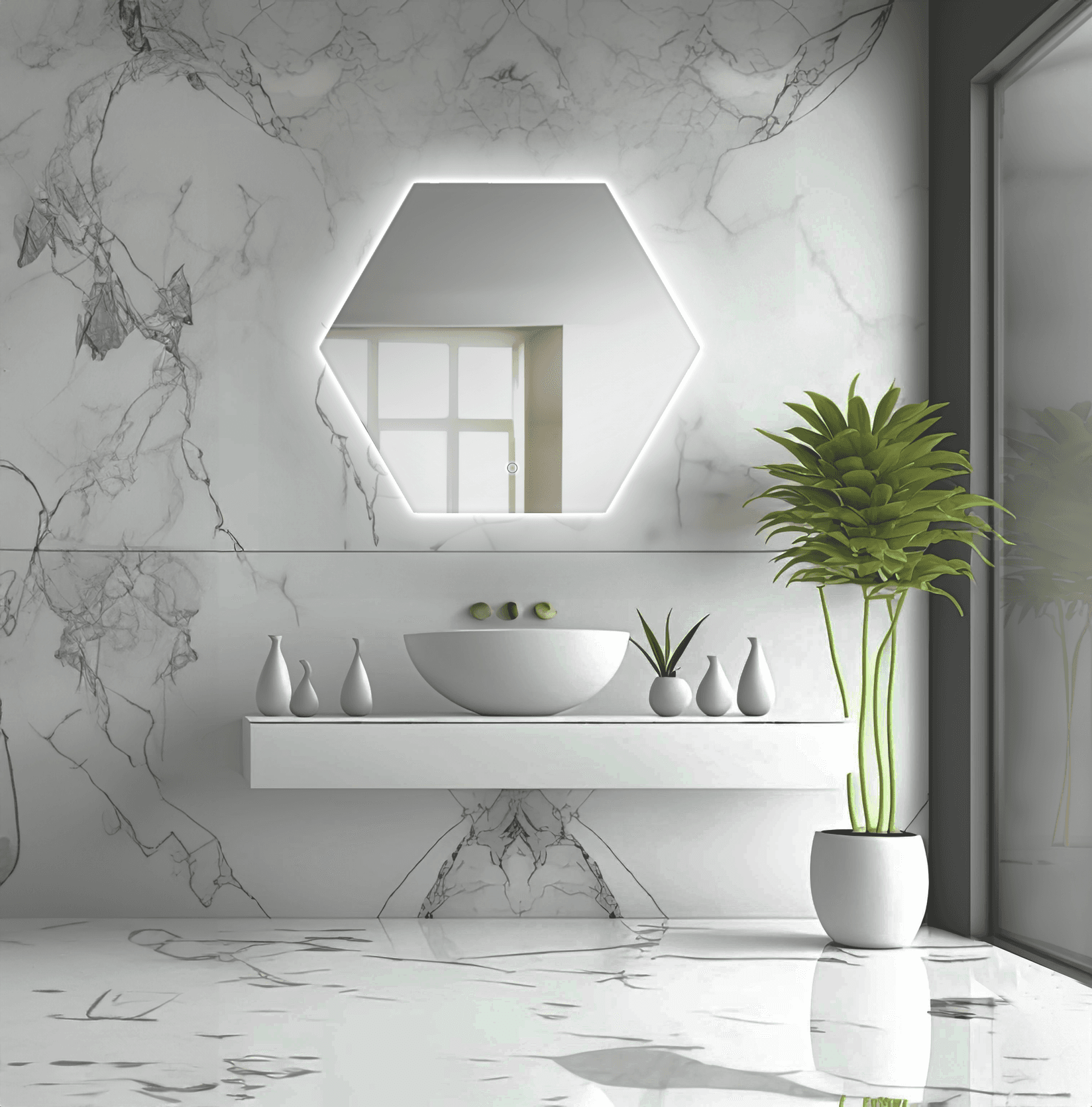 Kadu Harmony Ogledalo, Pozadinska rasveta, Heksagonalno, Prekidač na dodir, 70x80