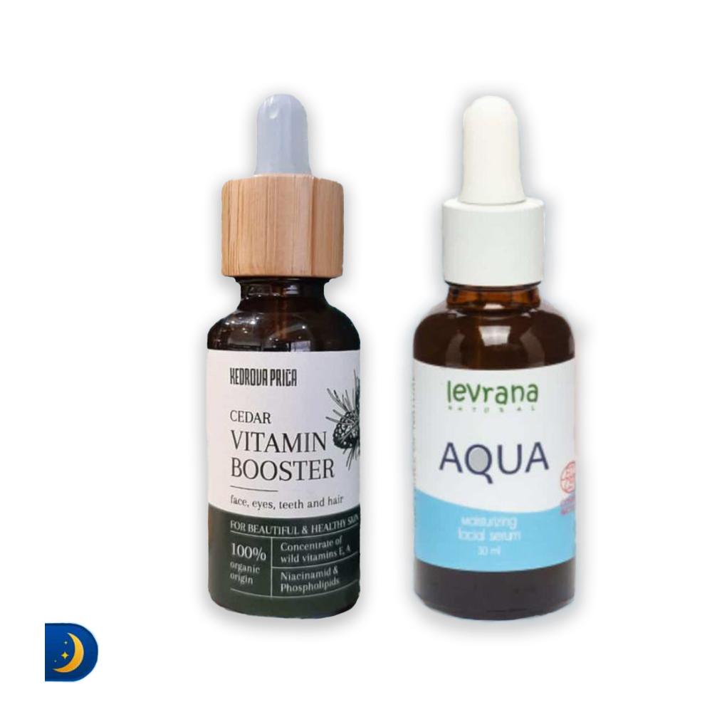 Kedrova priča Buster + Levrana Serum Aqua