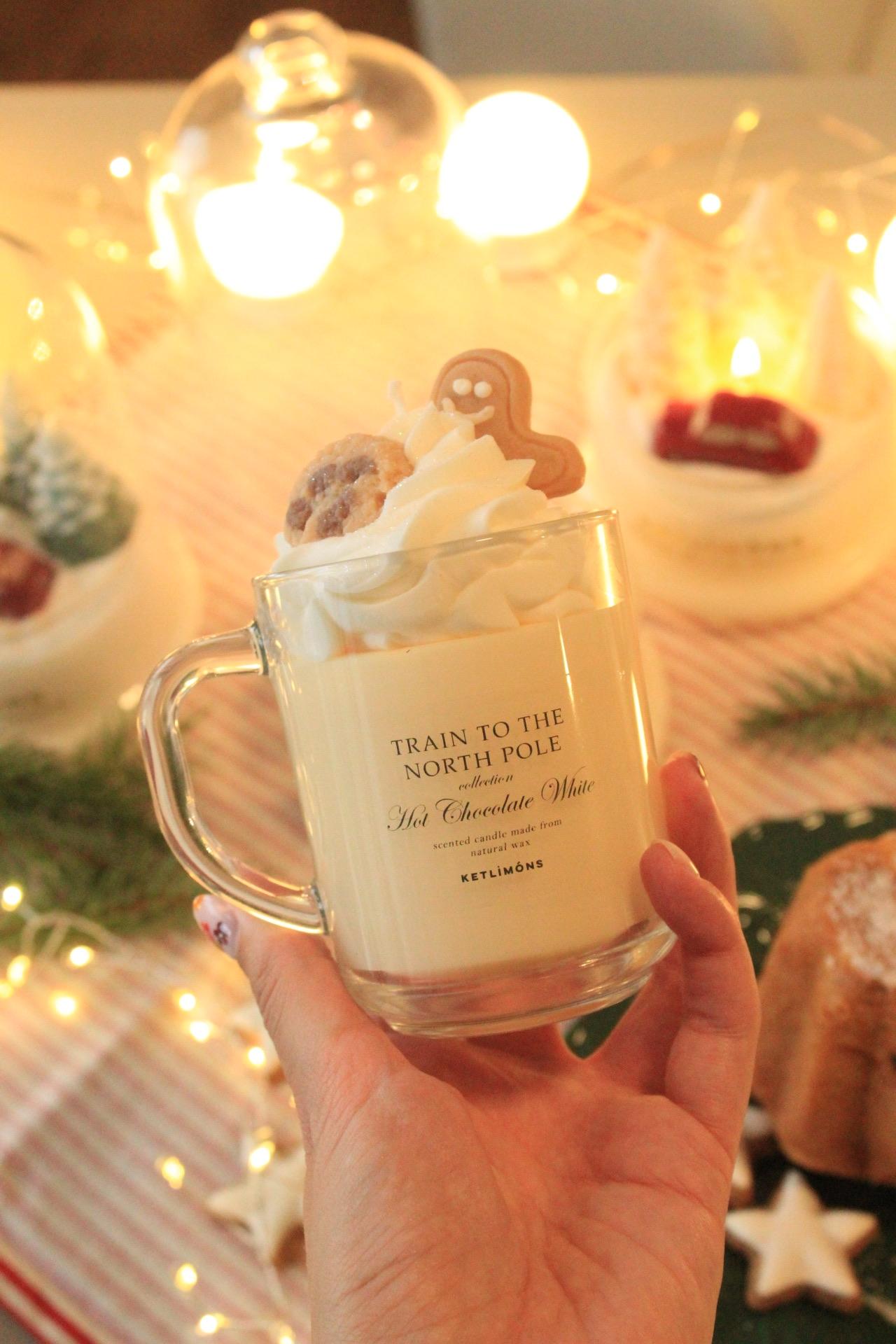 KETLIMONS Sveća Hot Chocolate Christmas Edition, Bela