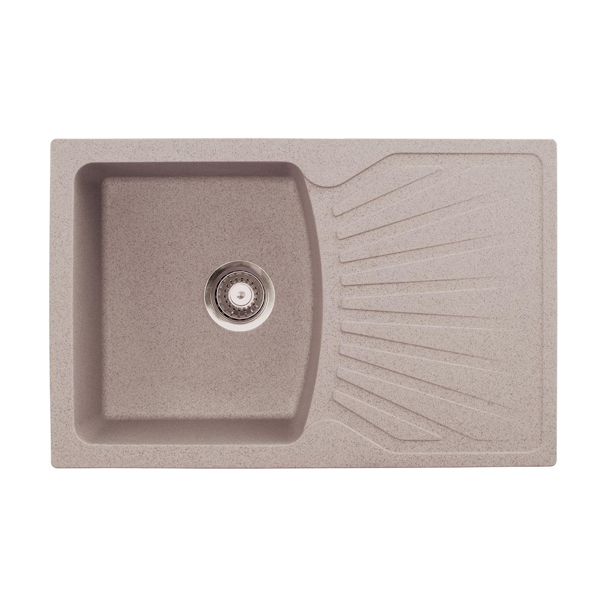 Selected image for Metalac X Granit Quadro Plus Usadna kvarcna sudopera sa sifonom, Bež, Ø 90, 770x500 mm